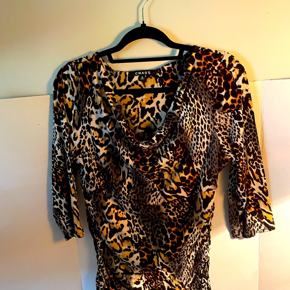 “Chaus” Animal print top. Size medium